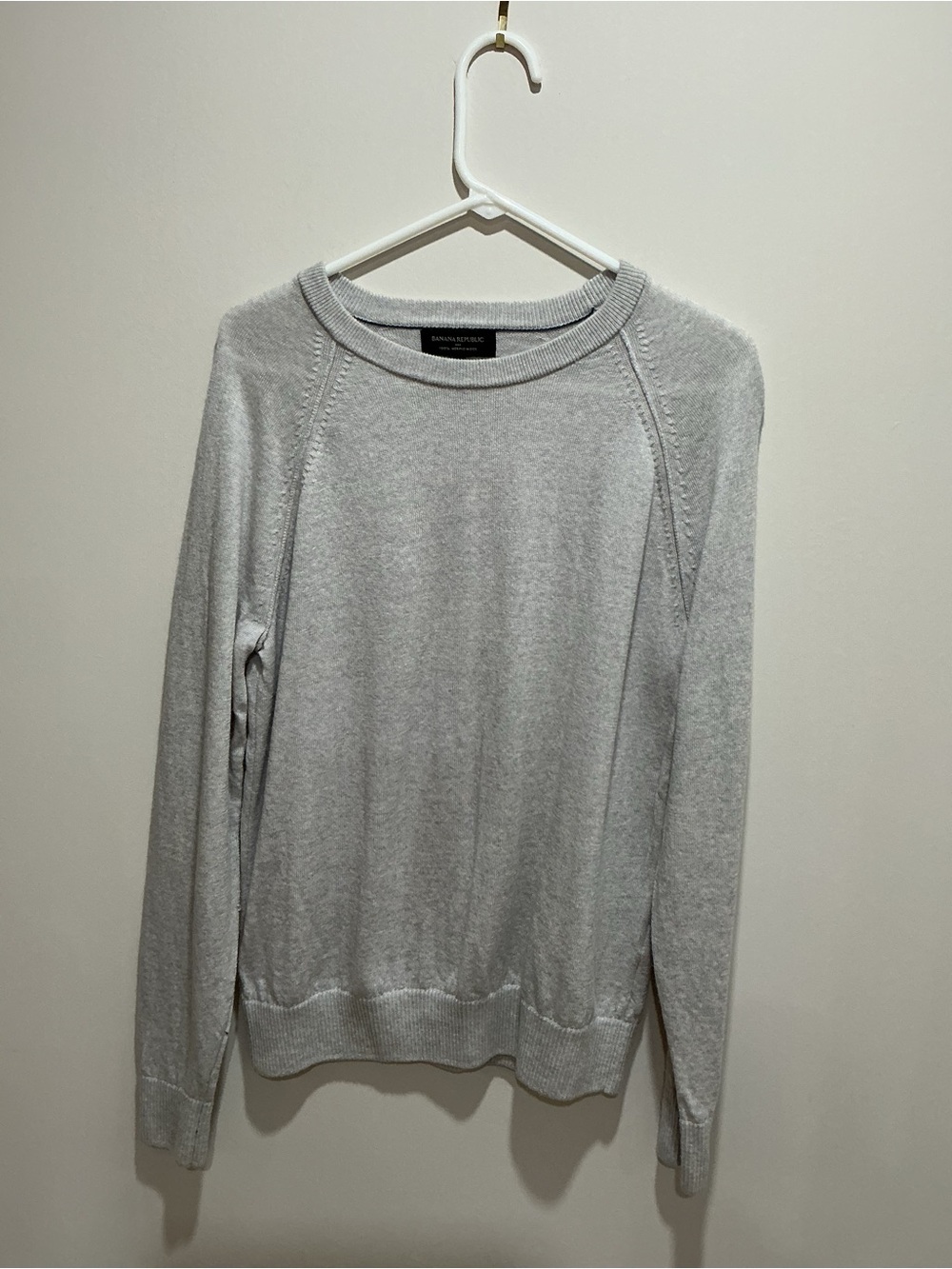 Banana Republic Light Gray Men's merino wool Crewneck Sweater size medium